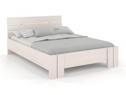 Buková postel Arhus High s úložným prostorem - bílá