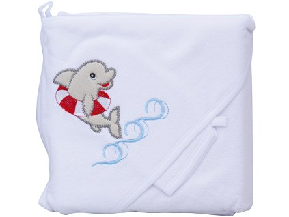 39706 detsky uterak s kapucnou delfin biela