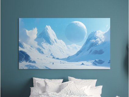 Obraz Mrazivá krajina pod mesiacom (Rozměr obrazu 70 x 125 cm, Povrchová úprava 3D)