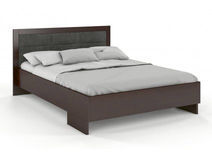 Dřevěná postel s čalouněným čelem Kalmar High buk - palisandr