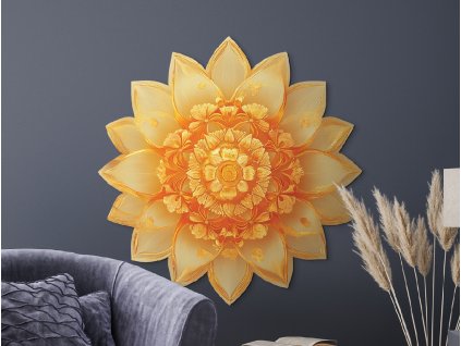 Kvetinová mandala Žlté slnko (Rozměr obrazu 89 x 87 cm, Povrchová úprava 3D)