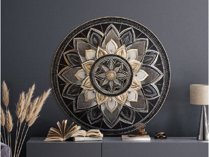 Kvetinová mandala Nočný ornament (Rozměr obrazu 89 x 89 cm, Povrchová úprava 3D)