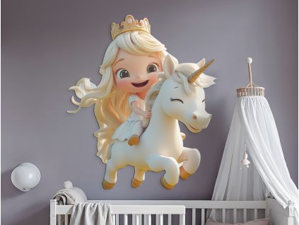 Obraz na stenu Princezná a jednorožec (Rozměr obrazu 95 x 81,5 cm, Povrchová úprava 3D)