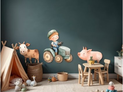 Sada detských obrazov Farmárik (Rozměr obrazu 125,5 x 202 cm, Povrchová úprava 3D)