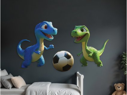 Dekorácia na stenu Zápas malých dinosaurov (Rozměr obrazu 91,5 x 180 cm, Povrchová úprava 3D)