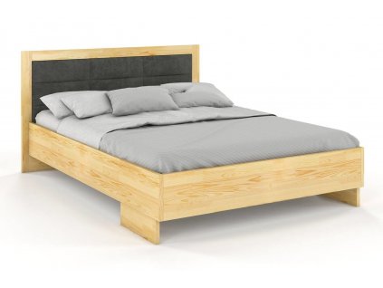 Borovicová postel Kalmar High čalounění a úložný prostor - přírodní