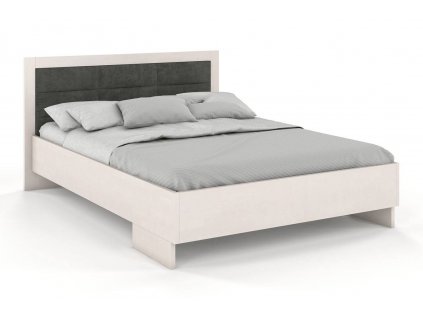 Buková postel Kalmar High čalounění a úložný prostor - bílá