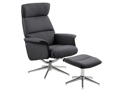 61807 relaxacne kreslo s podnozkou alura siva chrom