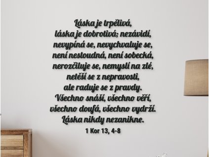 Dřevěný citát Hymnus na lásku (Barva obrazu Antracit, Rozměr obrazu 95 x 87 cm)