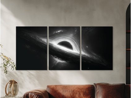 Trojdielny obraz Čierna diera (Velikost obrazu A1, Barva rámu Bez rámu, Povrchová úprava 3D)