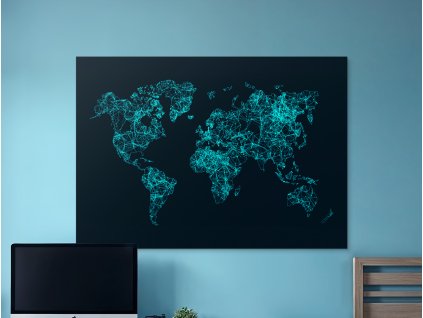 Mapa sveta v digitálnej sieti (Velikost obrazu A1, Barva rámu Bez rámu, Povrchová úprava 3D)