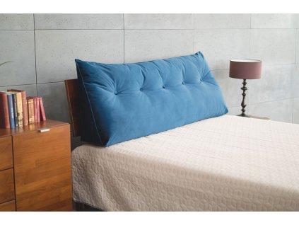 Dekorační polštář na postel Triangel - modrý