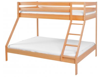 Dřevěná patrová postel Manfi - buk, 140 x 200 a 90 x 200 cm
