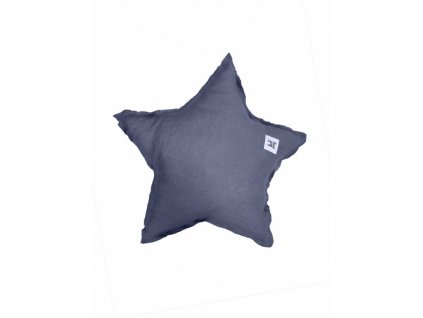Lněný dekorační polštář hvězda - navy modrý