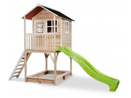 Domeček pro děti se skluzavkou Loft 700 - přírodní