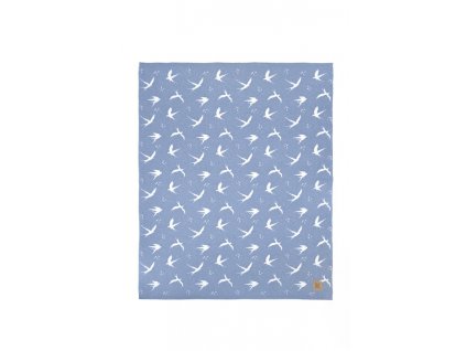 Dětská deka z bavlny - ptáčci (modrá)