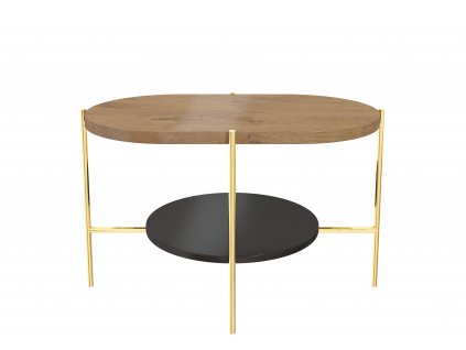 Designový konferenční stolek Arena - dub/zlatá/černá