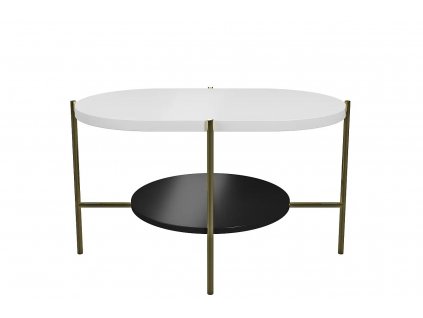 Konferenční stolek Arena - bílá/zlatá/černá