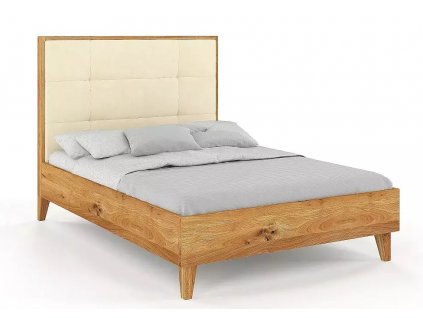 Dubová postel s čalouněným čelem Frida - přírodní olej