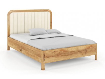 Dubová postel Modena s čalouněním - přírodní lak