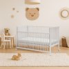 Bílá dětská postýlka se stahovacím bokem Perta - buk, 140 x 70 cm
