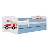 Dětská postel se zábranou Hasičské auto (modrá)