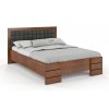 Postel z masivu s čalouněným čelem Gotland High buk - ořech