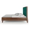 Postel z masivu s čalouněným čelem Frida borovice - ořech