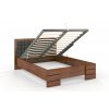 Buková postel Gotland High čalounění a úložný prostor - ořech