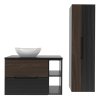 Skrinka pod umývadlo s poličkou Avela 02P - čierna / orech (Koupelny - Typ sestavy s deskou)
