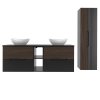 Skrinka pod umývadlo s poličkou Avela 02 140 - čierna / orech (Koupelny - Typ sestavy s deskou)