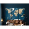 Farebná mapa sveta - modrá / béžová (Rozměr obrazu 121 x 179,5 cm, Povrchová úprava 3D)