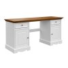 Velký psací stůl z masivu Bellu - bílá/dub