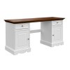 Velký psací stůl z masivu Bellu - bílá/ořech