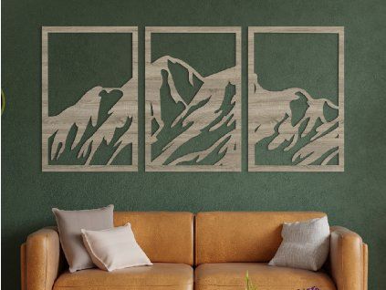Mehrteiliges Bild BERGE (Bildabmessungen 21,5 x 45 cm, Bildfarbe Grau)