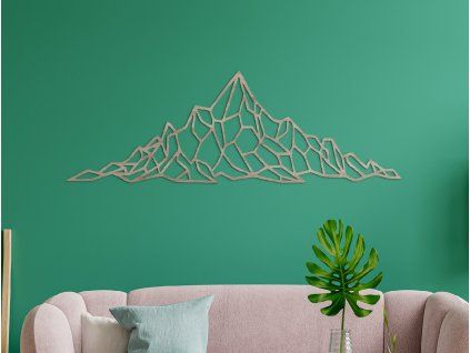 Polygonales Wandbild GEBIRGSPANORAMA (Bildabmessungen 45 x 133 cm, Bildfarbe Grau)