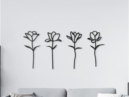 Holzsticker BLUMEN (Bildabmessungen 20,5 x 31,5 cm, Bildfarbe Grau)