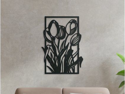 Holzbild TULPEN (Bildabmessungen 22,5 x 31,5 cm, Bildfarbe Grau)