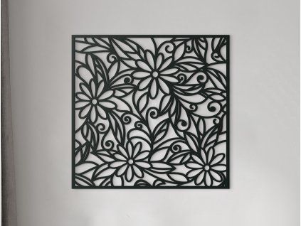 Holzbild MARGERITEN (Bildabmessungen 22,5 x 23 cm, Bildfarbe Grau)