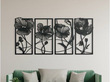 4-teiliges Bild WILDER MOHN