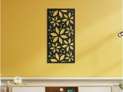 Modernes Wandbild BLÜHENDE BLUMEN (Bildabmessungen 31,5 x 15,5 cm, Bildfarbe Grau)