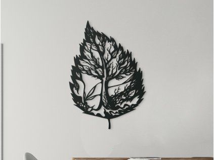 Holzbild BAUM IM BLATT (Bildabmessungen 44,5 x 31 cm, Bildfarbe Grau)