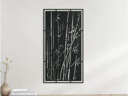 Holzbild Bambus (Bildabmessungen 31,5 x 16,5 cm, Bildfarbe Grau)