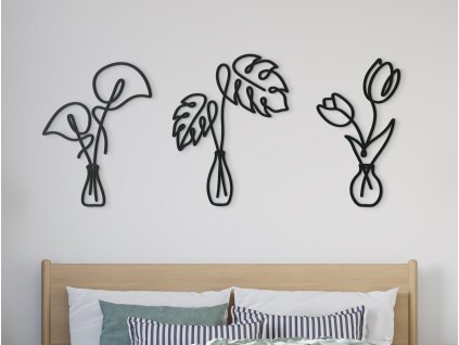 52797 holzsticker blatter und blumen in einer vase