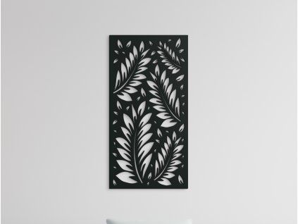 Holzbild BLÄTTER IM WIND (Bildabmessungen 31,5 x 16 cm, Bildfarbe Grau)