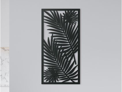 Holzbild PALMENBLÄTTER (Bildabmessungen 31,5 x 16 cm, Bildfarbe Grau)