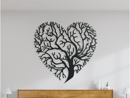 Holzsticker BAUM IM HERZEN (Bildabmessungen 89 x 90,5 cm, Bildfarbe Grau)