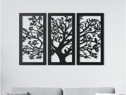 Mehrteiliges Wandbild BAUM (Bildabmessungen 18,5 x 29,5cm, Bildfarbe Grau)