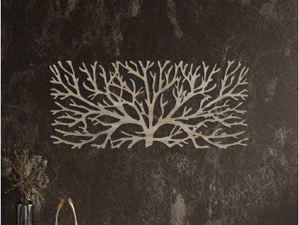 Wanddekoration BAUM (Bildabmessungen 58,5 x 133 cm, Bildfarbe Grau)