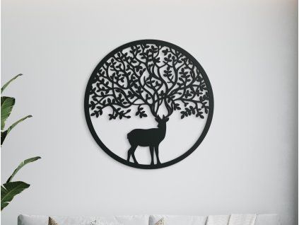 Modernes Bild HIRSCH (Bildabmessungen 22,5 x 22,5 cm, Bildfarbe Grau)